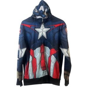 Avengers Captain America Jacket Face Mask Hoodie Costume Halloween Small‎ 34/36